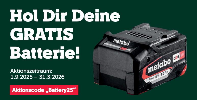 Metabo Akku-Aktion 2025: Hol dir deinen Gratis-Akku!