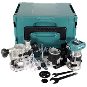 Makita DRT 50 ZJX2 18 V Li-Ion Affleureuse plaque de plâtre sans fil Brushless avec boîtier Makpac + Module de fraisage - sans Batterie ni Chargeur