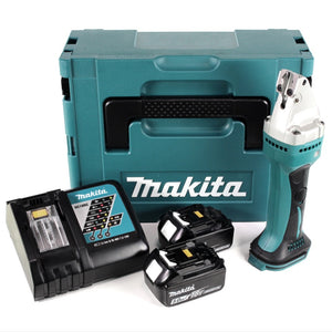 Makita DJS 161 RTJ 18 V Li-Ion Cisaille métal avec Coffret de transport Makpac + 2x Batteries 5,0 Ah + Chargeur