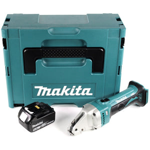 Makita DJS 161 T1J 18 V Li-Ion Cisaille métal + Coffret de transport Makpac + 1x Batterie 5,0 Ah - sans Chargeur