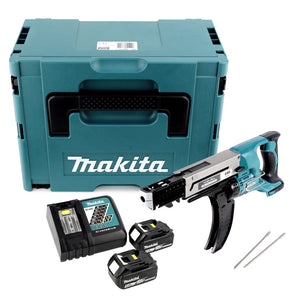Makita DFR 750 RTJ Visseuse automatique sans fil à Magasin 18V 45-75mm + 2x Batteries 5,0Ah + Chargeur + Coffret Makpac