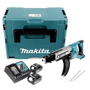 Makita DFR 750 RGJ Visseuse automatique sans fil à Magasin 18V 45-75mm + 2x Batteries 6,0Ah + Chargeur + Coffret Makpac