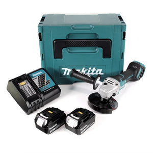 Makita DGA 517 RFJ Meuleuse d'angle sans fil 18 V 125 mm + 2x Batteries 3,0 Ah + Chargeur + Coffret de transport Makpac 3
