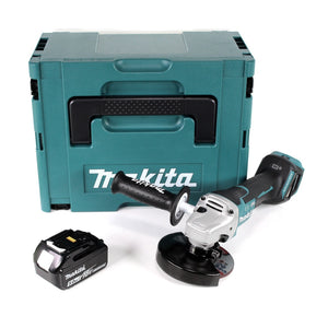 Makita DGA 517 T1J Meuleuse d'angle sans fil 18V 125mm + 1x Batterie 5,0Ah + Coffret de transport Makpac 3 - sans Chargeur