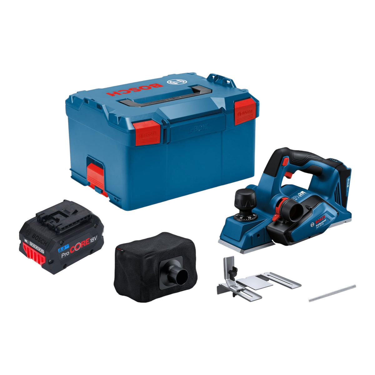 Bosch GHO 18V-26 Professional Rabot sans fil 18 V 2,6 mm Brushless + 1x batterie ProCORE 8,0 Ah + L-Boxx - sans chargeur