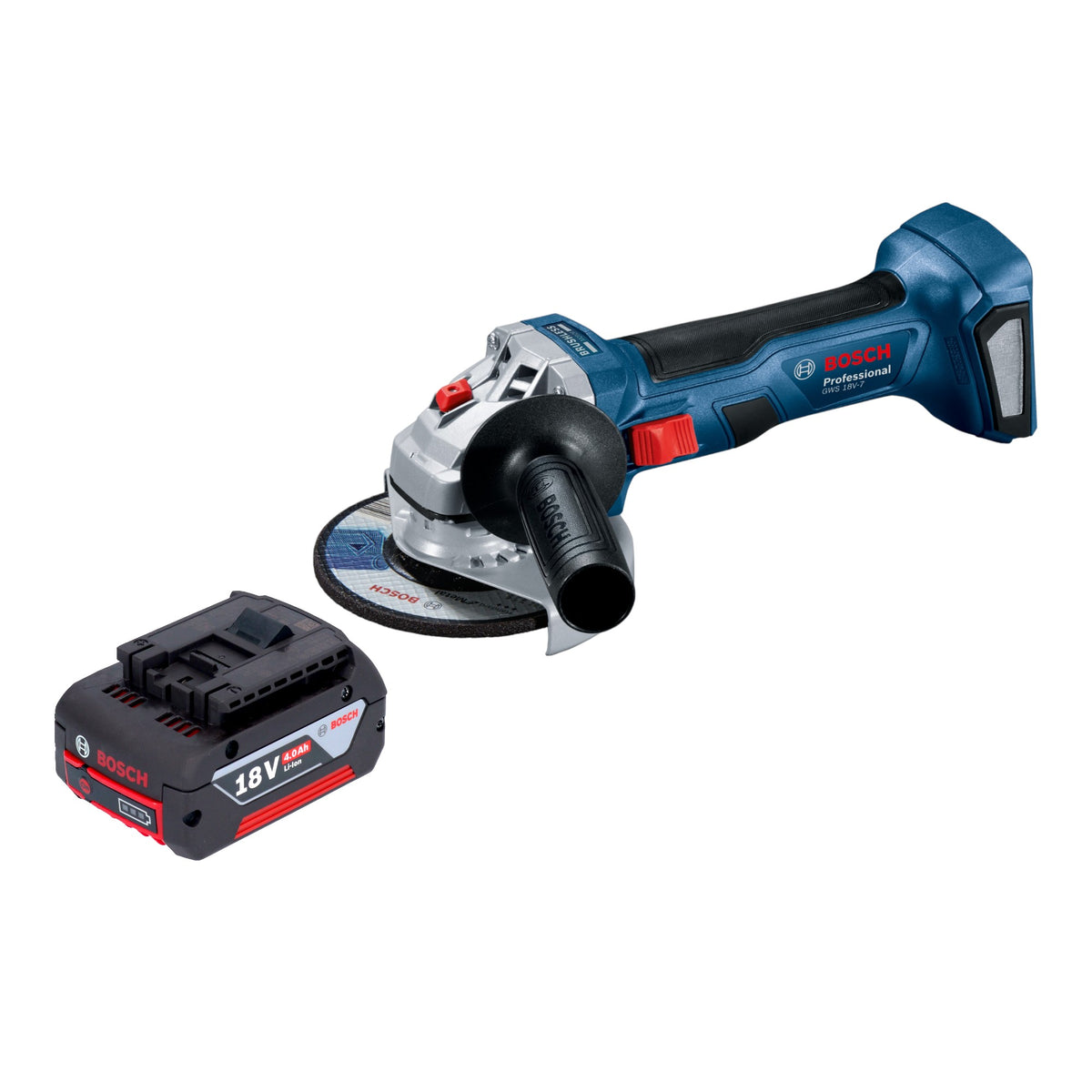 Bosch GWS 18V-7 Professional Meuleuse angulaire sans fil 18 V 115 mm Brushless + 1x batterie 4,0 Ah - sans chargeur