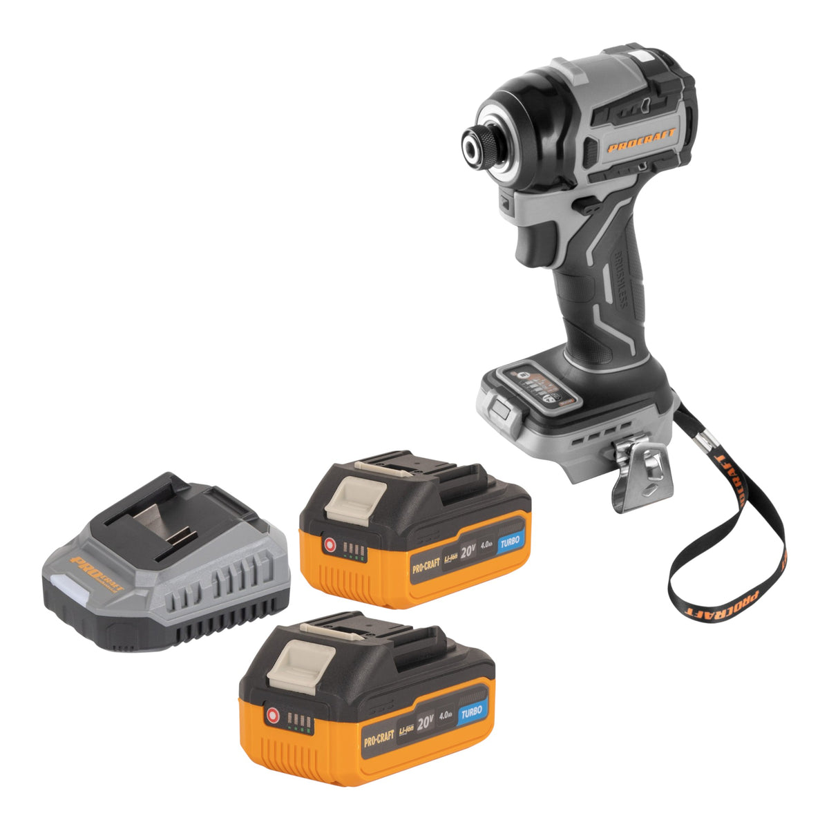 Procraft ID20Abb Clé à choc sans fil 20 V 180 Nm 1/4" + 2x batterie 4,0 Ah + chargeur