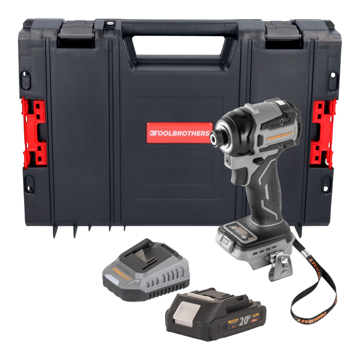 Procraft ID20Abb Clé à choc sans fil 20 V 180 Nm 1/4" + 1x batterie 2,0 Ah + chargeur + boîte à outils RHINO