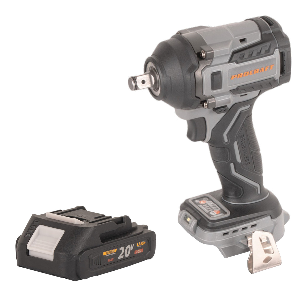 Procraft Industrial IW550Abb Clé à choc sans fil 20 V 550 Nm 1/2" + 1x batterie 2,0 Ah - sans chargeur