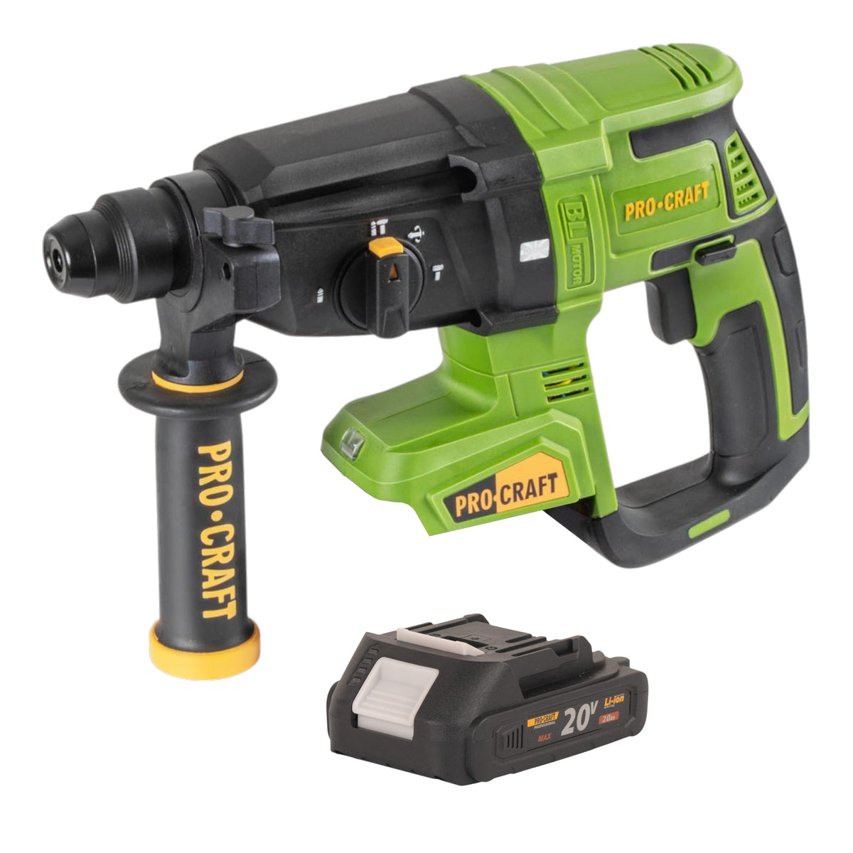 Procraft PHA40bb Marteau perforateur sans fil 20 V 2,6 J SDS plus Brushless + 1x batterie 2,0 Ah - sans chargeur
