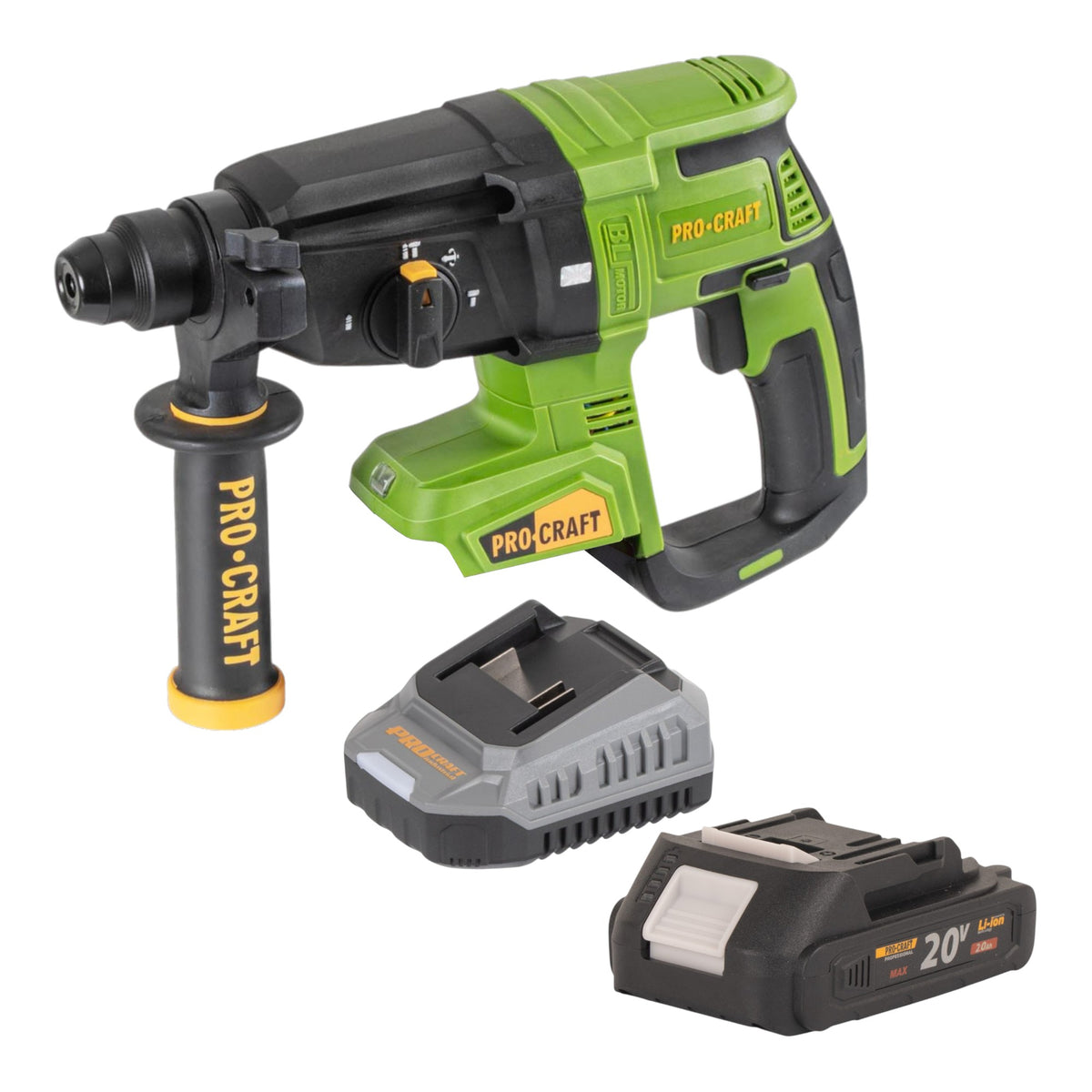 Procraft PHA40bb Marteau perforateur sans fil 20 V 2,6 J SDS plus Brushless + 1x batterie 2,0 Ah + chargeur