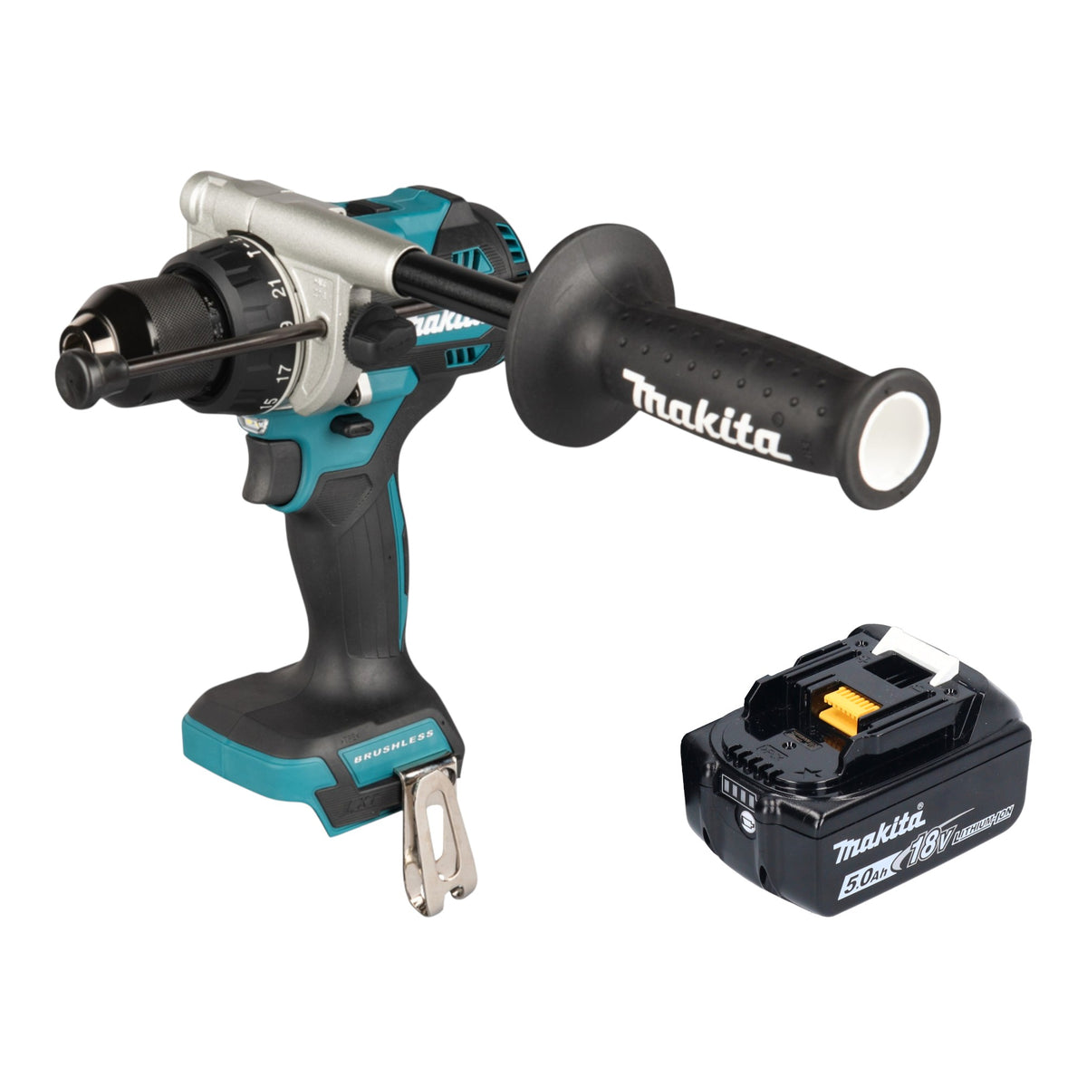 Makita DHP 492 T1 Perceuse-visseuse à percussion sans fil 18 V 141 Nm Brushless + 1x batterie 5,0 Ah - sans chargeur