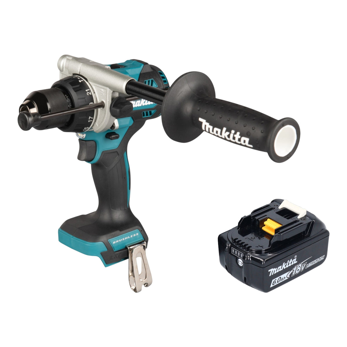 Makita DHP 492 G1 Perceuse-visseuse à percussion sans fil 18 V 141 Nm Brushless + 1x batterie 6,0 Ah - sans chargeur