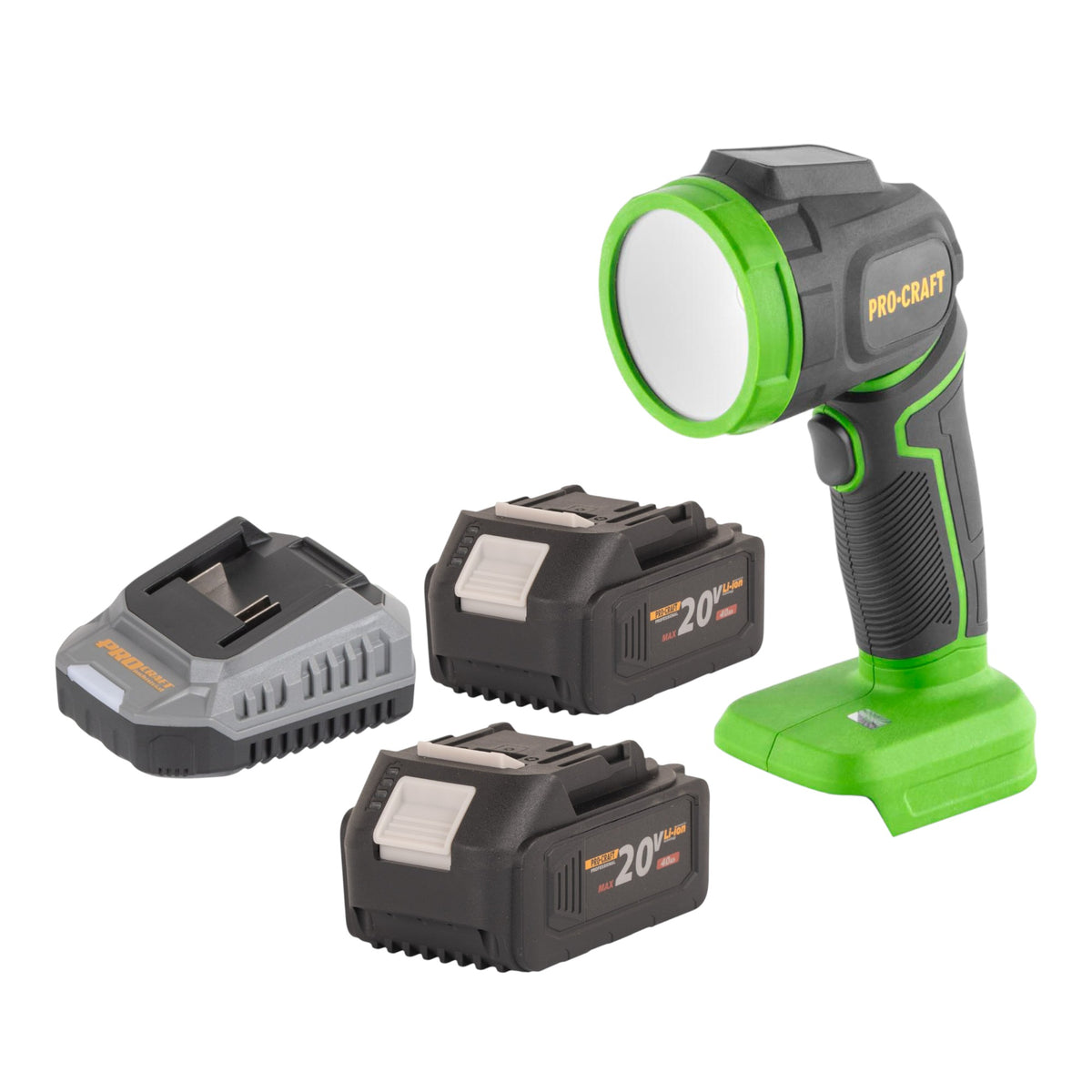 Procraft LL18bb Projecteur LED sans fil 20 V 300 lm + 2x batterie 4,0 Ah + chargeur