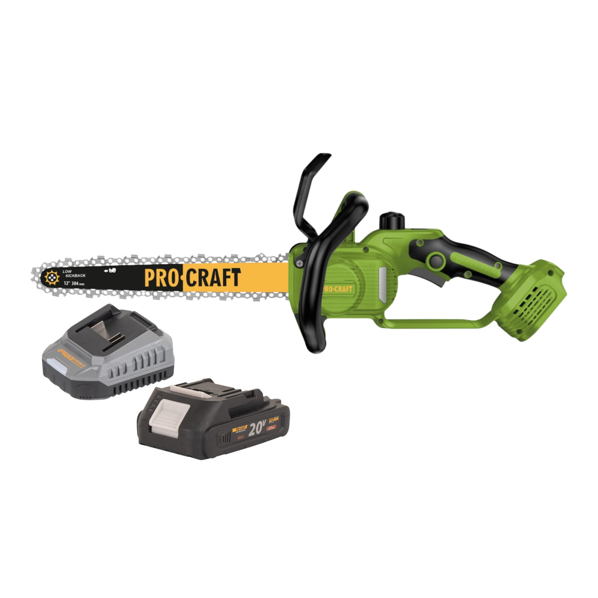 Procraft PKA33-BB Tronçonneuse à chaîne sans fil 20 V 304 mm Brushless + 1x batterie 2,0 Ah + chargeur