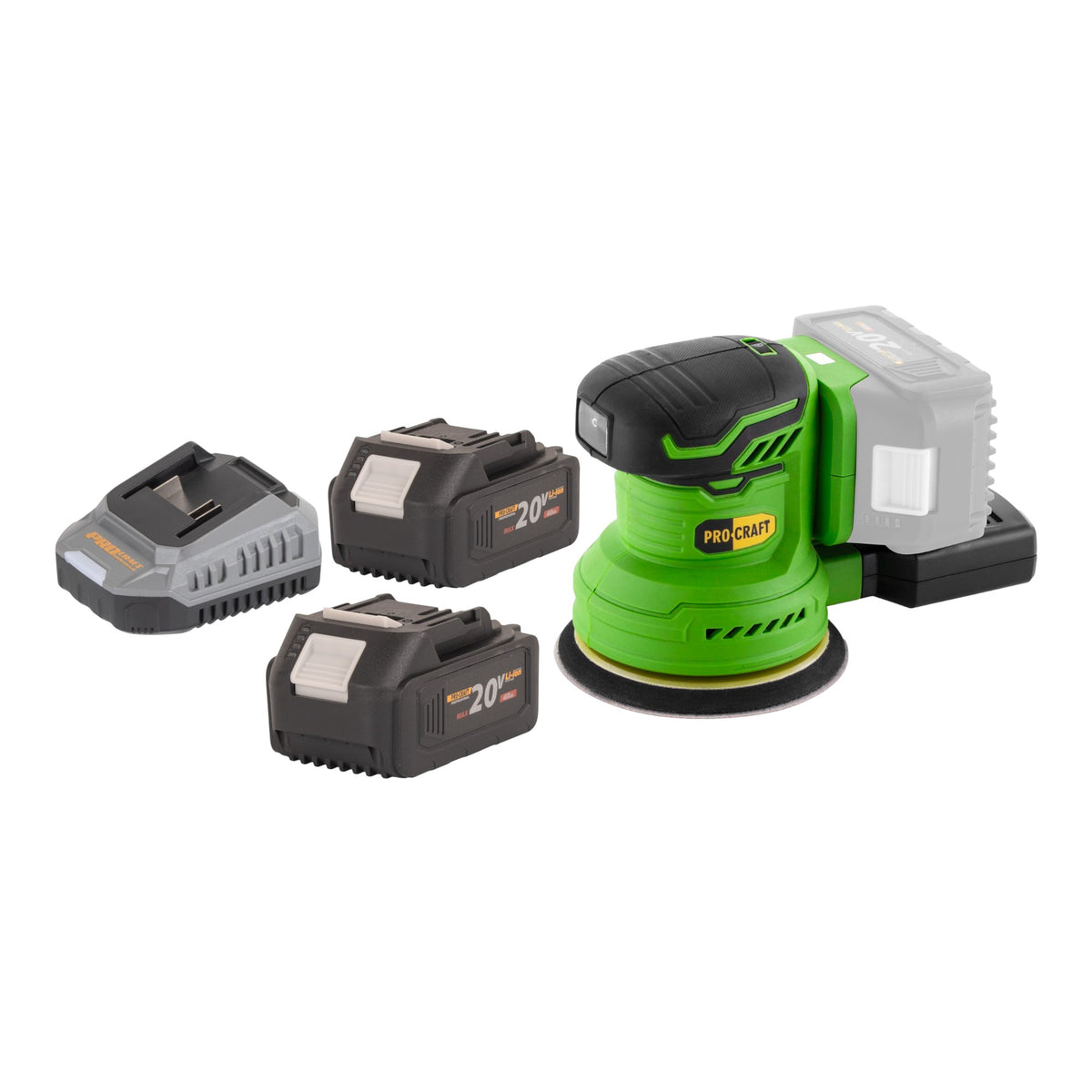 Procraft PX20BLbb Ponceuse excentrique sans fil 20 V 125 mm Brushless + 2x batterie 4,0 Ah + chargeur