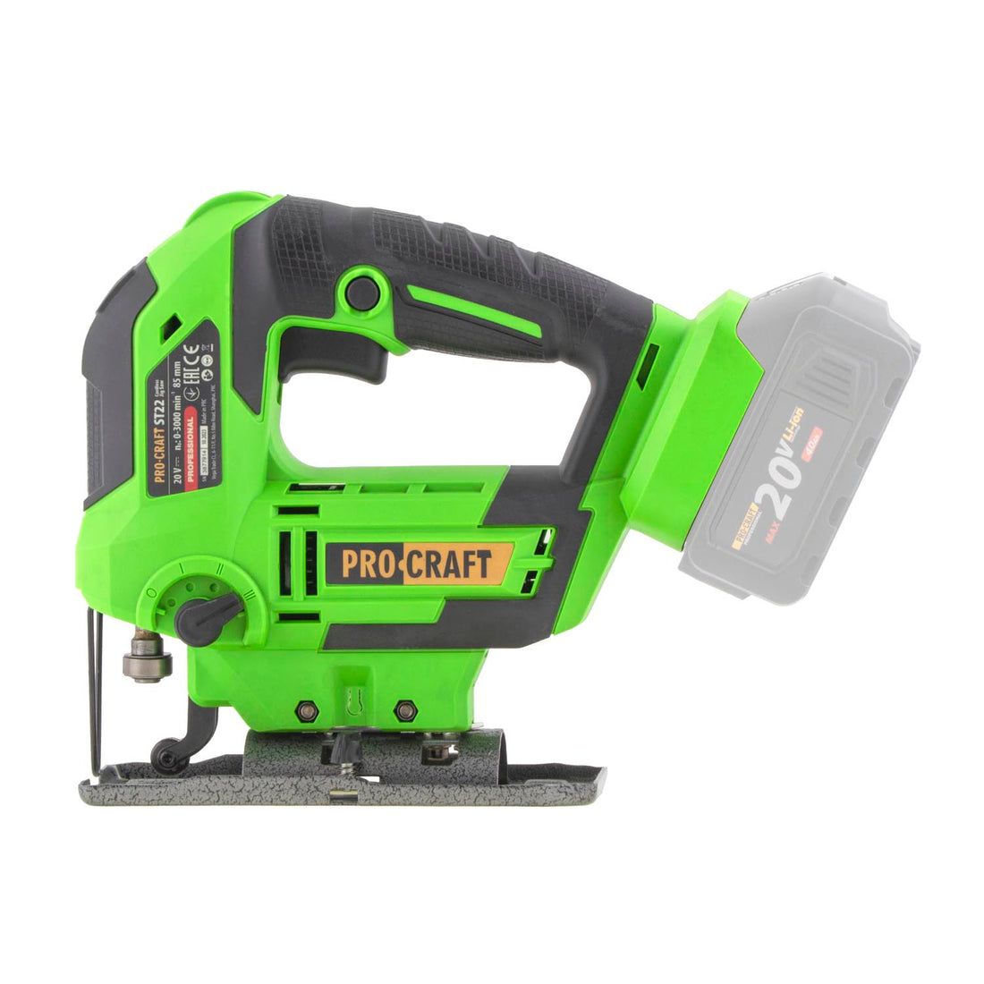 Procraft ST22 Scie sauteuse sans fil 20 V 80 mm Brushless + 2x batterie 4,0 Ah + chargeur
