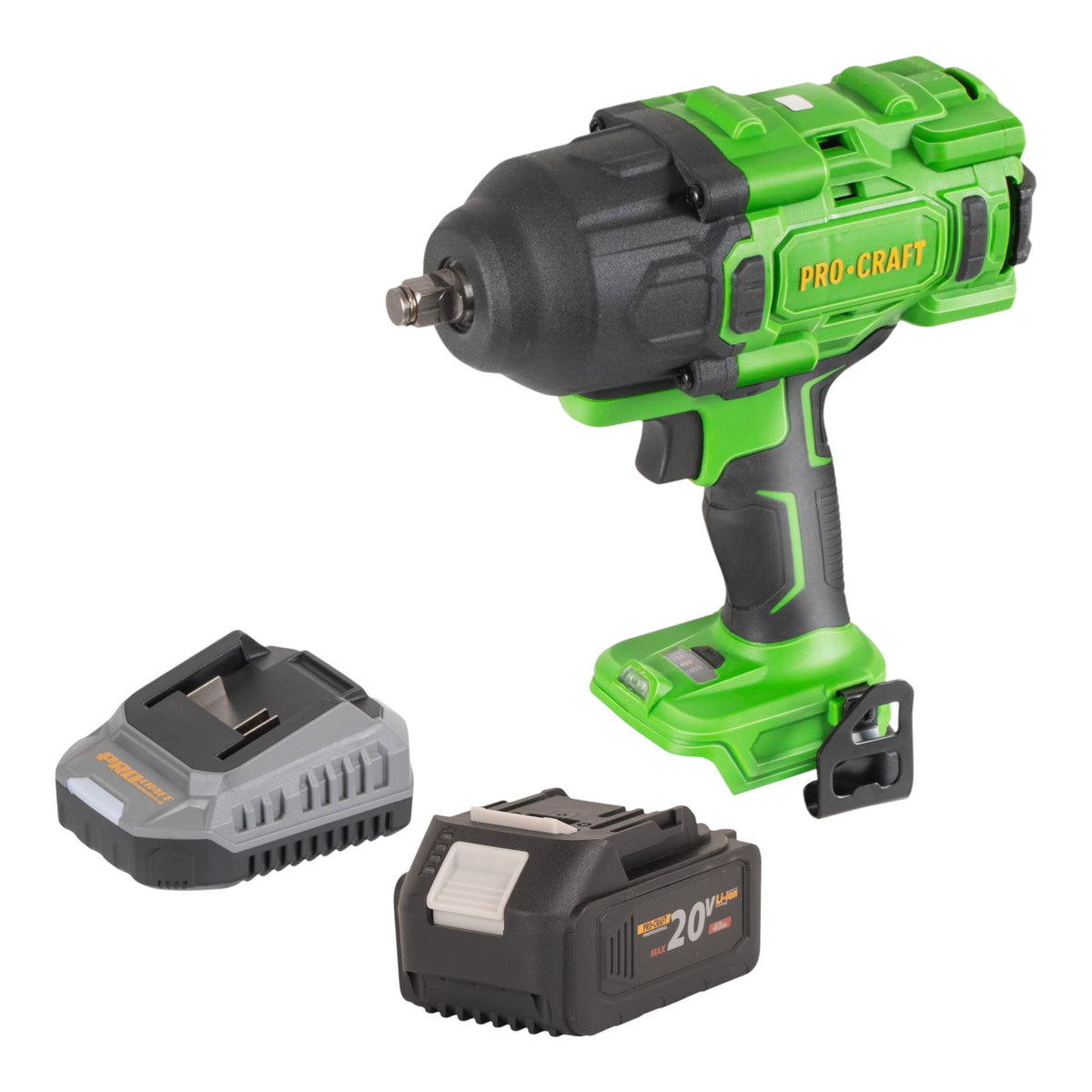Procraft PWA80bb Clé à choc sans fil 20 V 1600 Nm 1/2" Brushless + 1x batterie 4,0 Ah + chargeur