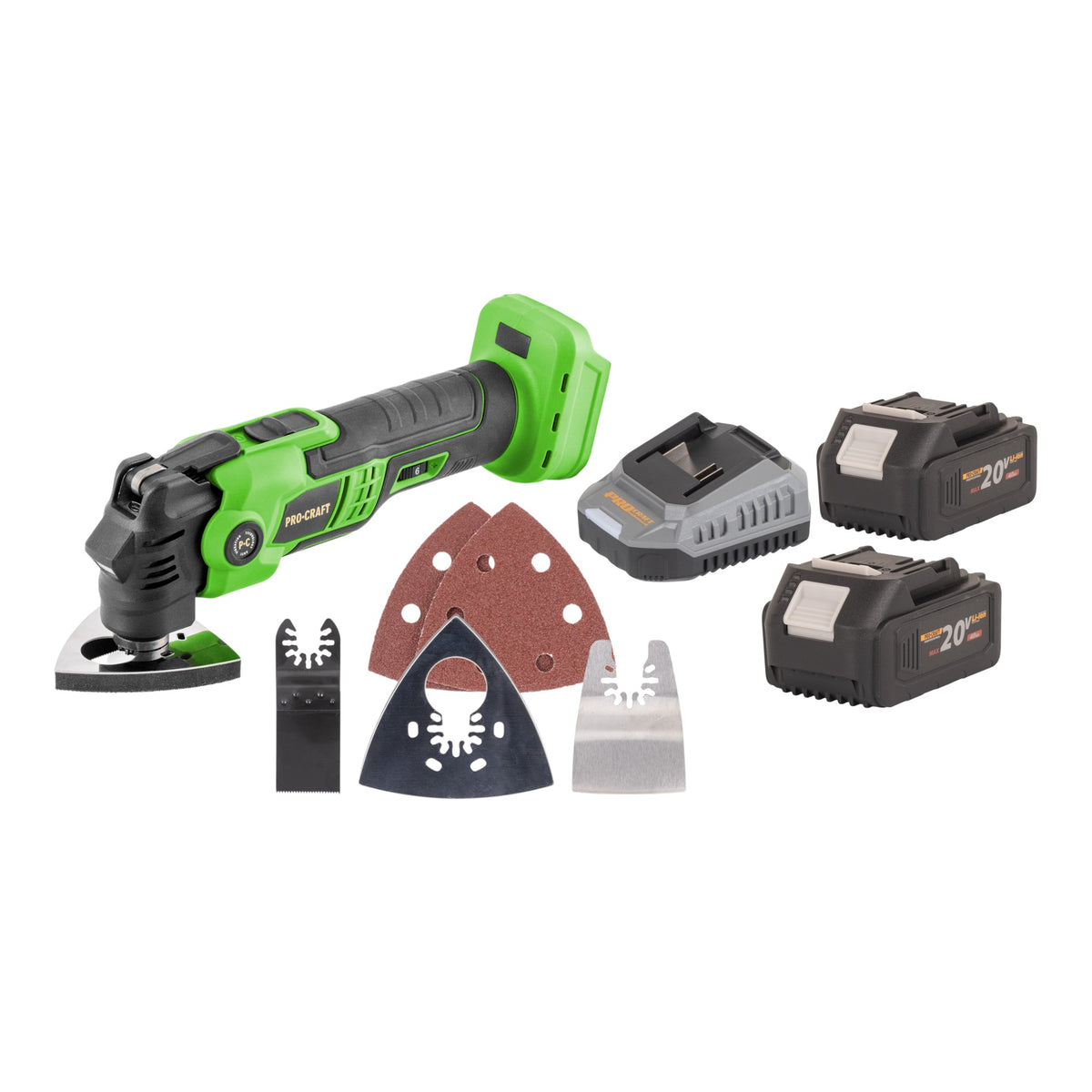 Procraft PMT22bb Outil multifonctionnel sans fil 20 V Brushless + 2x batterie 4,0 Ah + chargeur