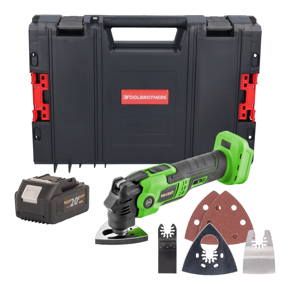 Procraft PMT22bb Outil multifonctions sans fil 20 V Brushless + 1x batterie 4,0 Ah + boîte à outils RHINO - sans chargeur