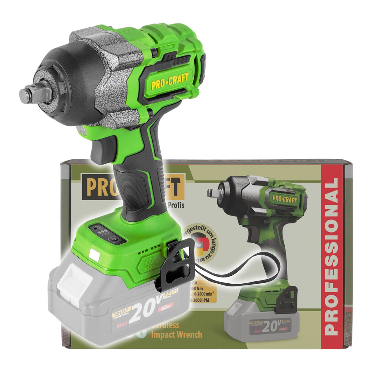 Procraft PWA36bb Clé à choc sans fil 20 V 850 Nm 1/2" Brushless Solo - sans batterie, sans chargeur