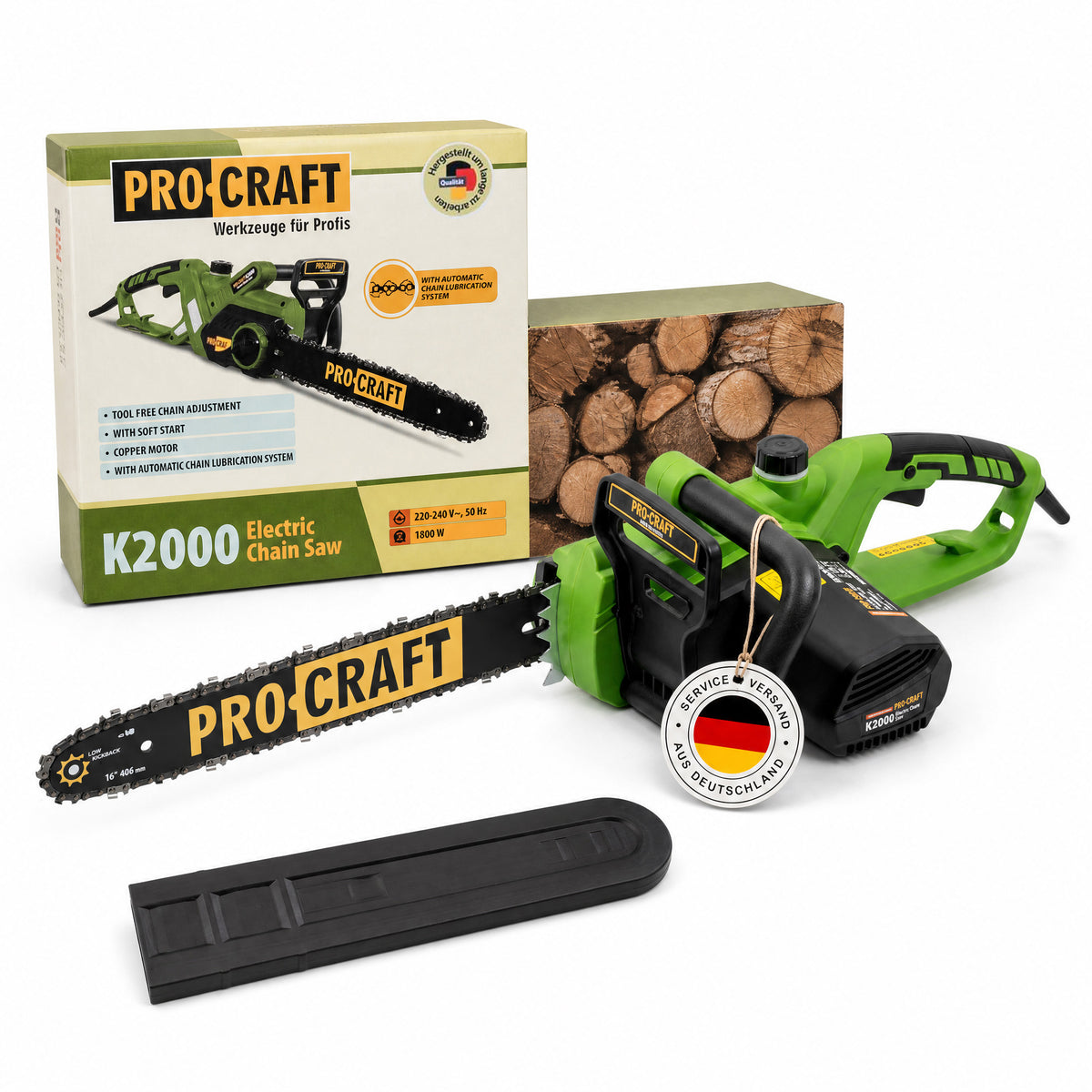 Procraft K2000 tronçonneuse 1800 watts 406 mm longueur de coupe