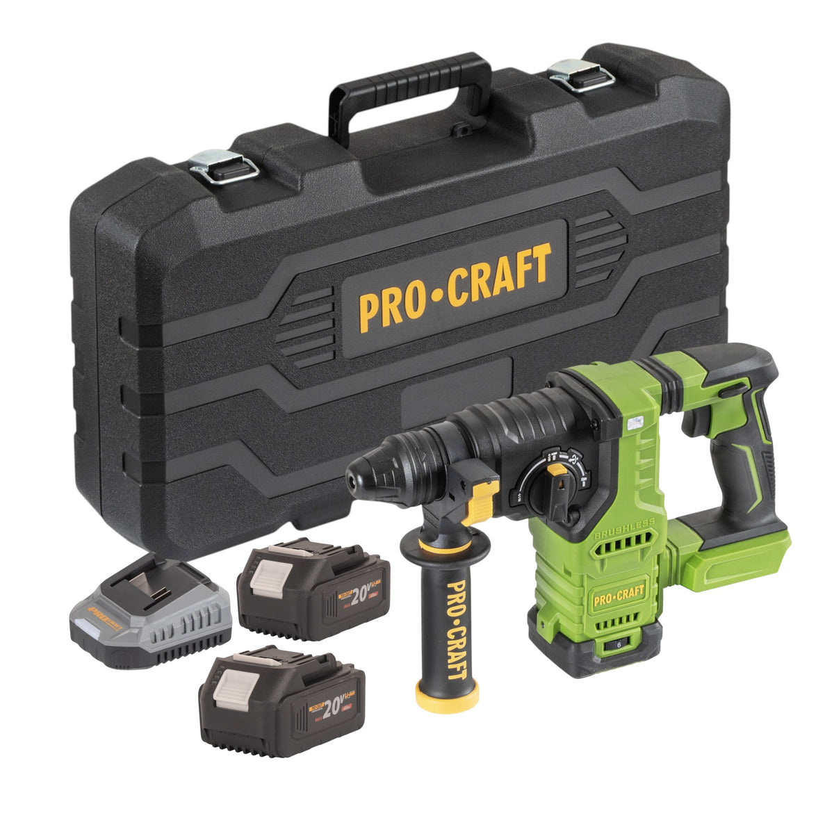 Procraft PHA30-bb-c Marteau perforateur sans fil 20 V 2,8 J SDS plus Brushless + 2x batterie 4,0 Ah + chargeur + coffret