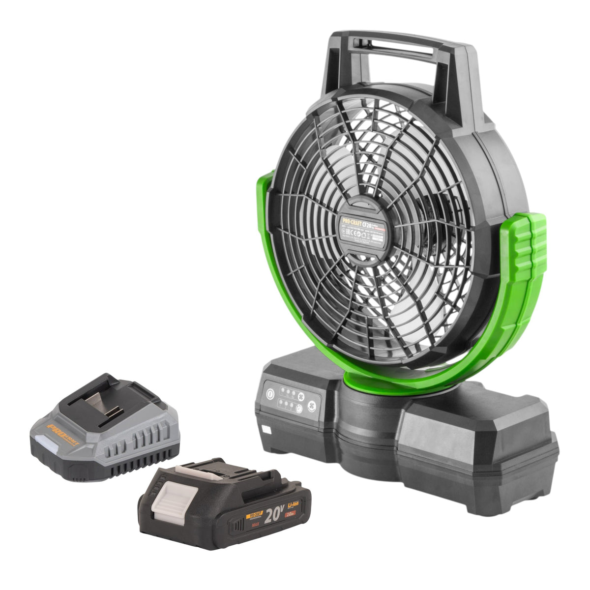 Procraft CF20bb Ventilateur à batterie 20 V 235 mm + 1x batterie 2,0 Ah + chargeur