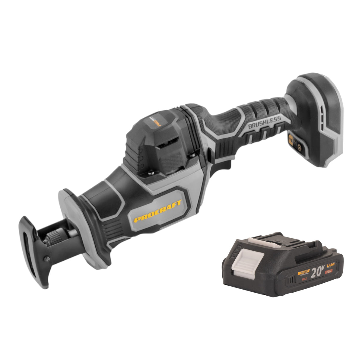 Procraft Industrial RS20Abb Scie sabre Recipro 20 V Brushless + 1x batterie 2,0 Ah - sans chargeur