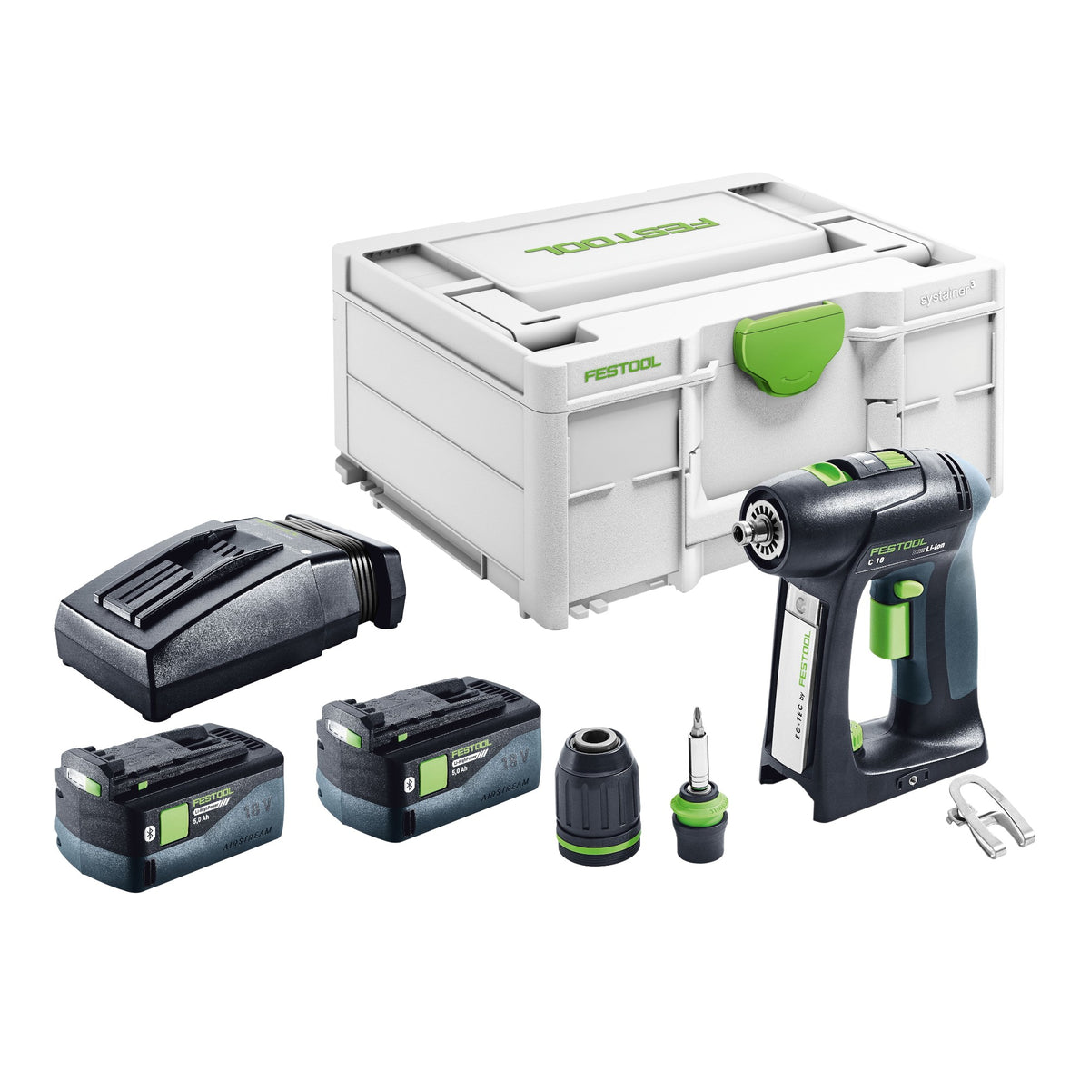 Festool C 18-Basic Perceuse-visseuse sans fil 18 V 45 Nm Brushless + 2x batterie 5,0 Ah + chargeur + Systainer
