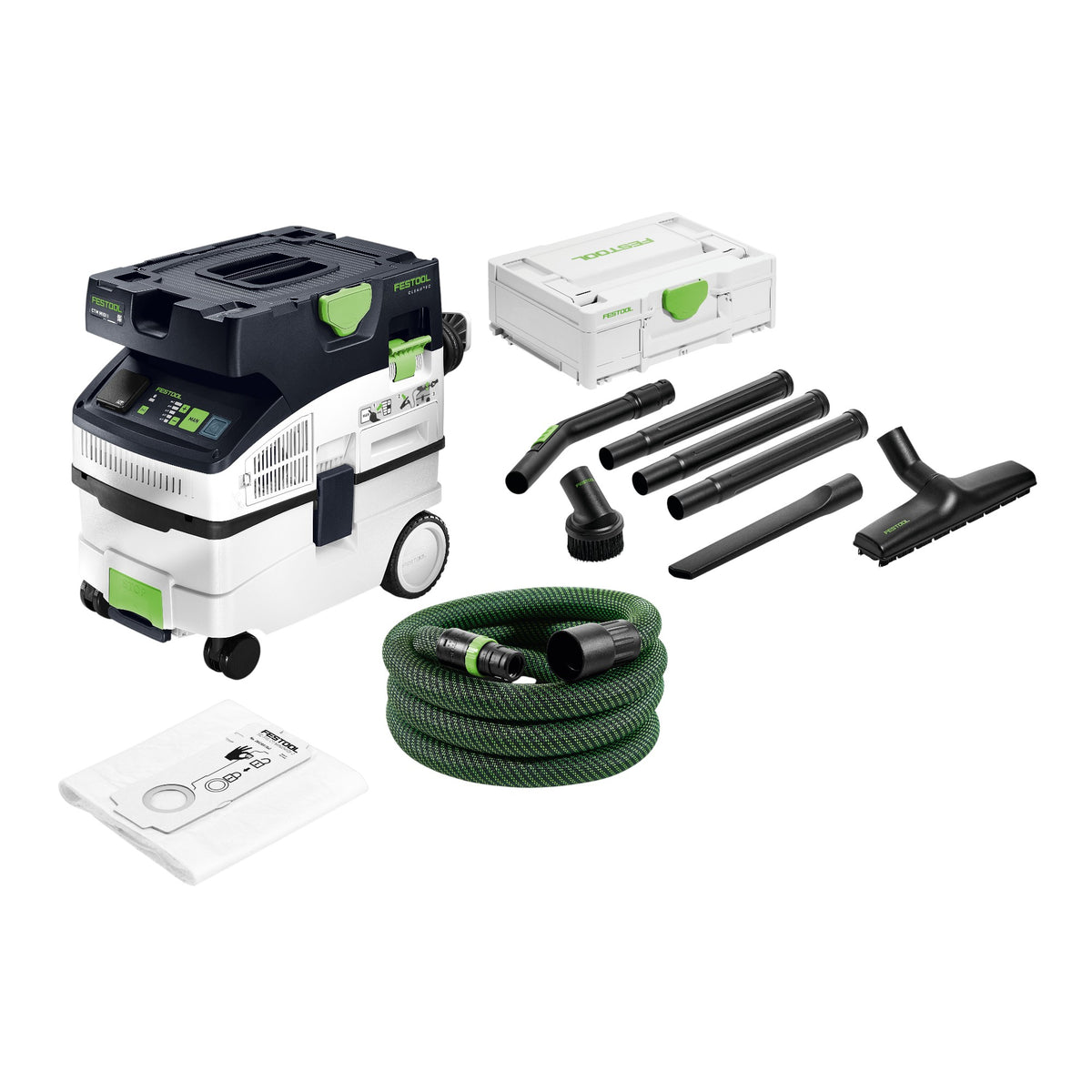 Festool CTM MIDI I CLEANTEC aspirateur mobile 1200 watts 15 l classe de poussière M + RS-ST D 27/36-Plus kit de nettoyage standard