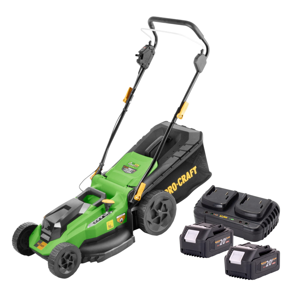 Tondeuse à gazon sans fil Procraft PLM23bb 40 V (2x 20 V) 430 mm sans balais + 2 batteries 4,0 Ah + chargeur