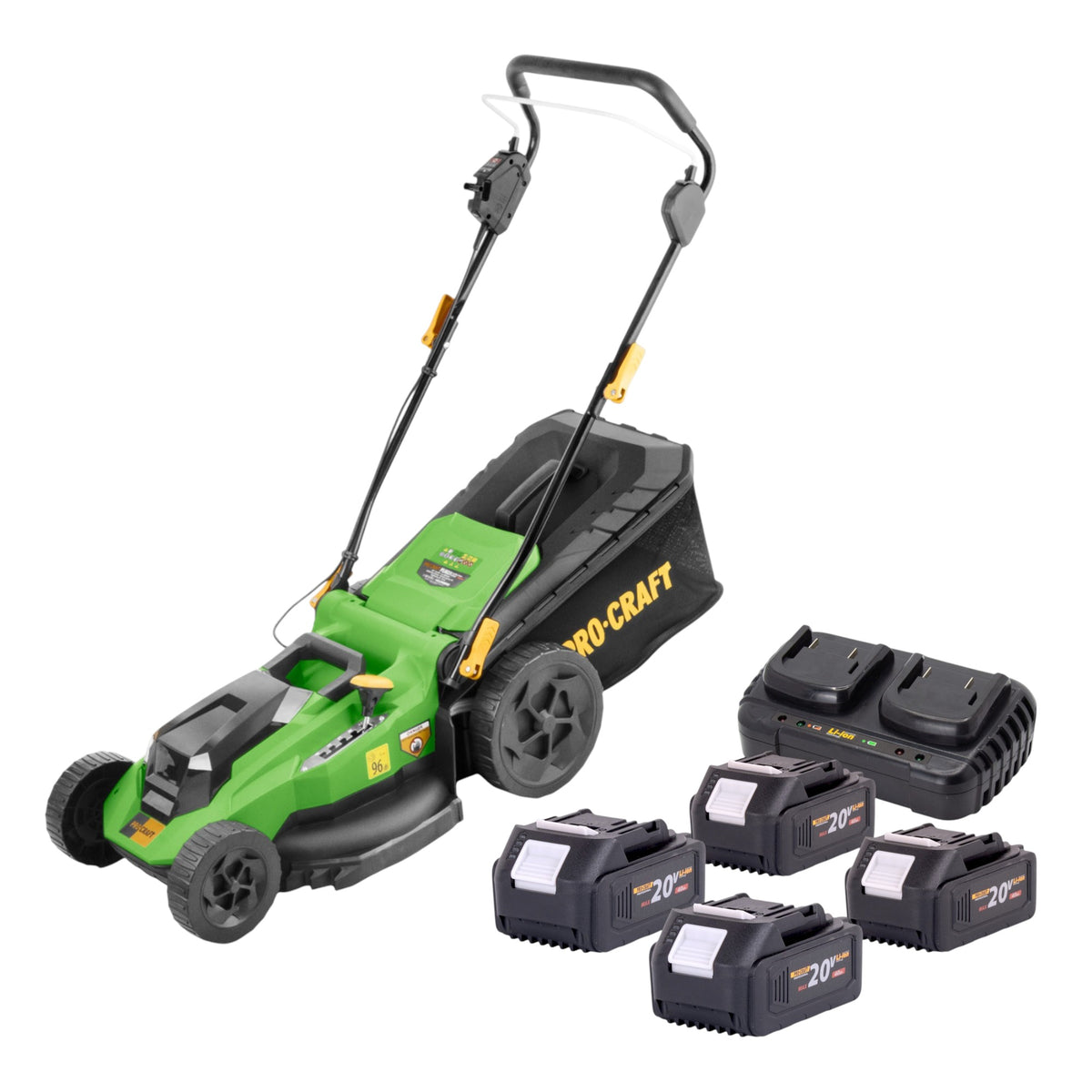 Tondeuse à gazon sans fil Procraft PLM23bb 40 V (2x 20 V) 430 mm sans balais + 4 batteries 4,0 Ah + chargeur