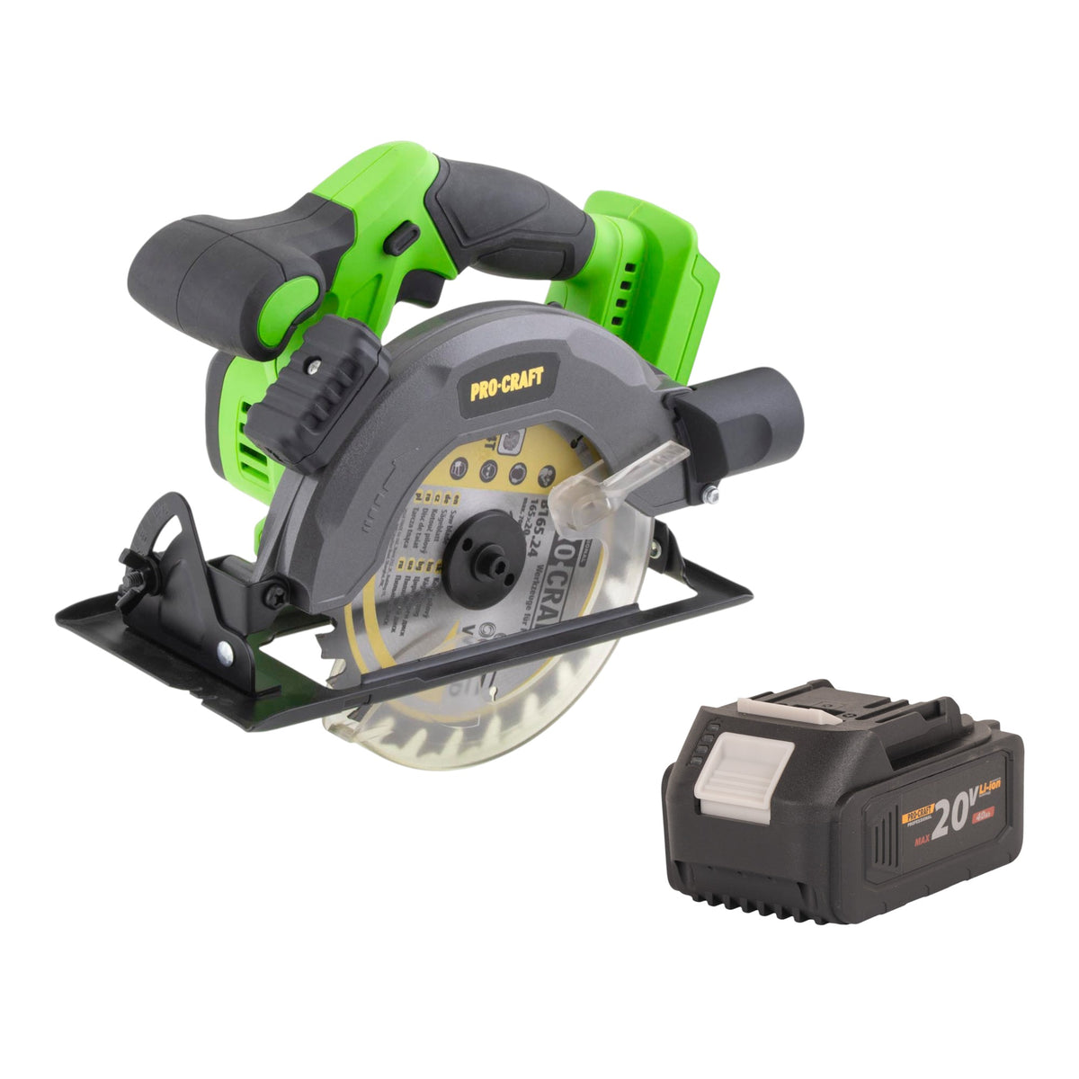 Scie circulaire sans fil Procraft PCA28bb 20 V 165 mm sans balais + 1 batterie 4,0 Ah - sans chargeur