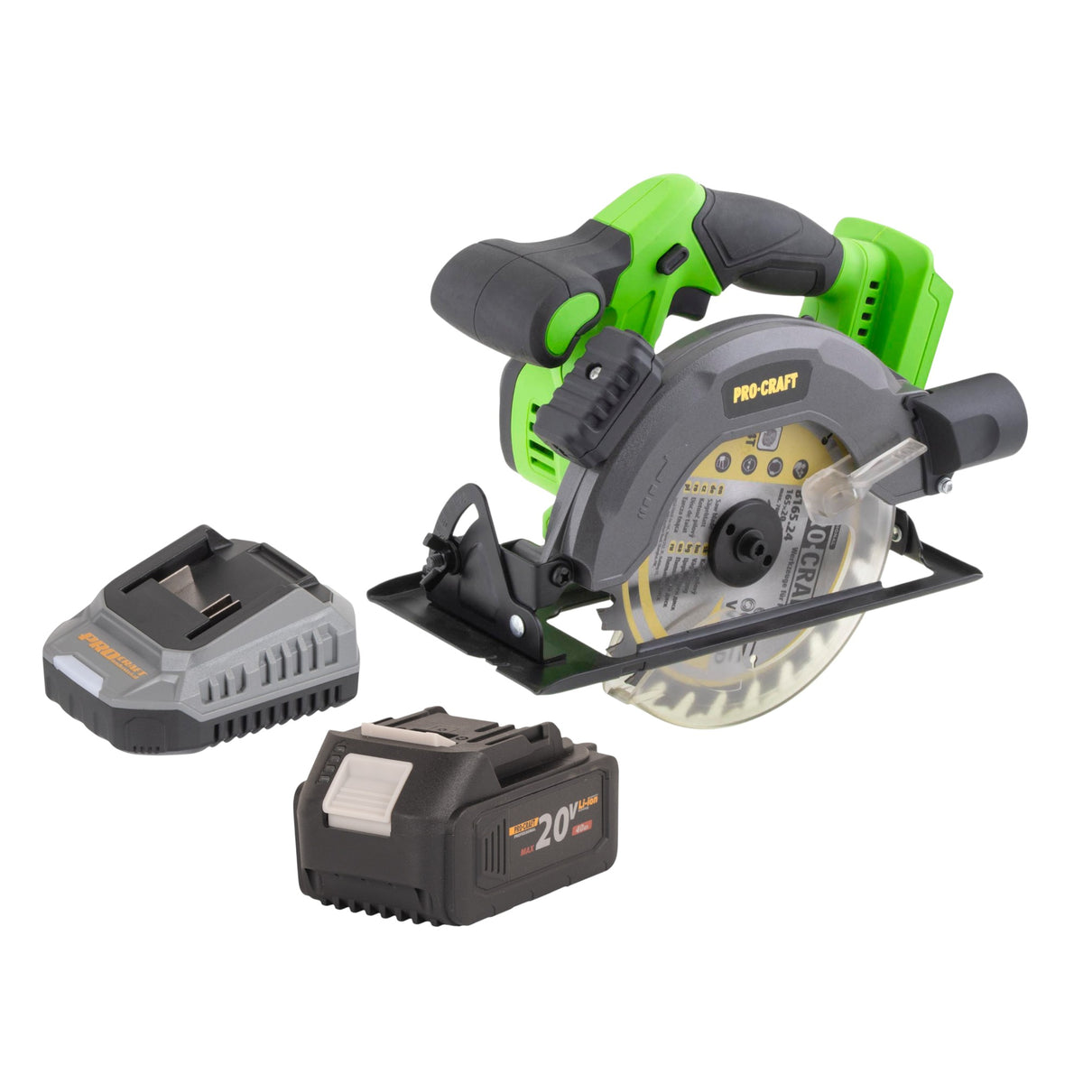 Scie circulaire sans fil Procraft PCA28bb 20 V 165 mm sans balais + 1 batterie 4,0 Ah + chargeur