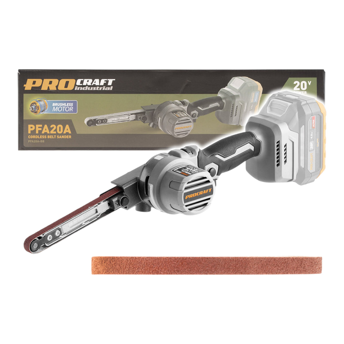 ProCraft Industrial PFA20A-BB Lime à bande sans fil 20 V 13 x 457 mm Brushless Solo - sans batterie, sans chargeur