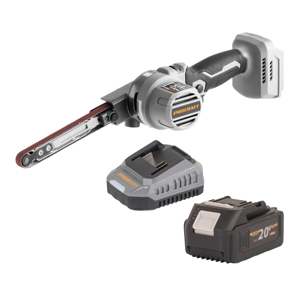Ponceuse à bande sans fil ProCraft Industrial PFA20A-BB 20 V 13 x 457 mm sans balais + 1 batterie 4,0 Ah + chargeur