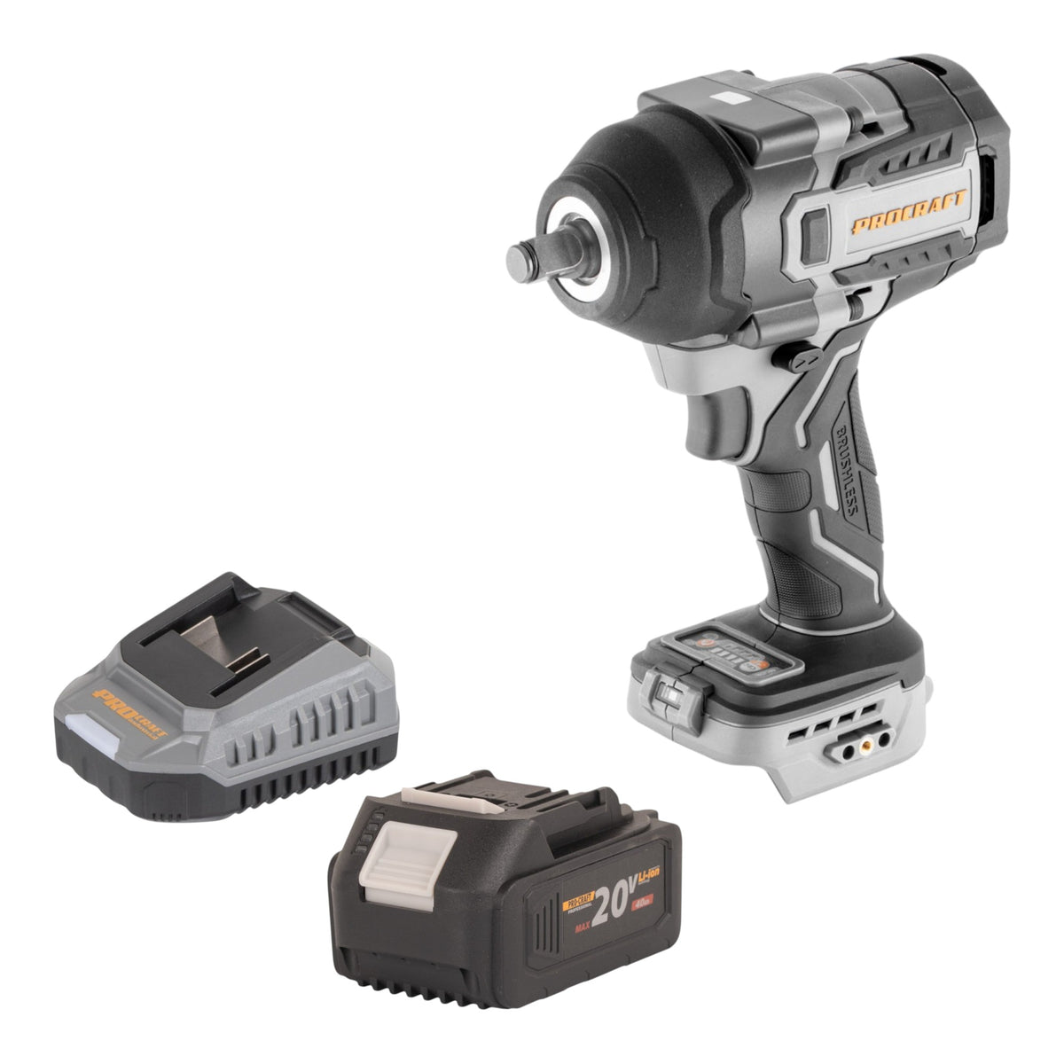 Visseuse à chocs sans fil ProCraft Industrial IW850A-BB 20 V, 850 Nm, 1/2", sans balais + 1 batterie 4,0 Ah + chargeur