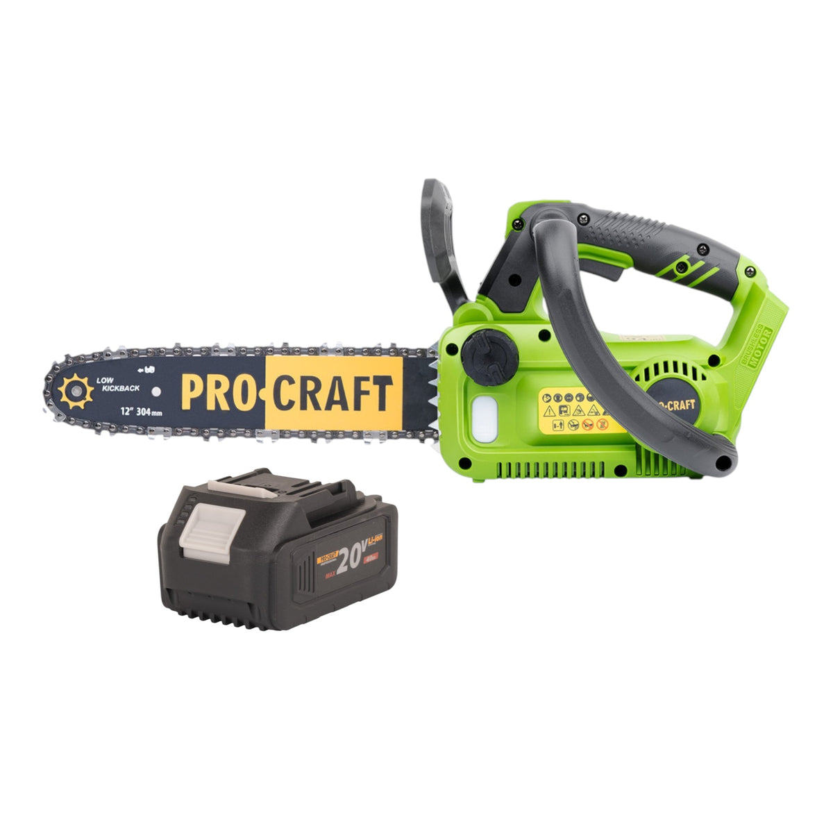 Procraft PKA42Libb Tronçonneuse à chaîne sans fil 20 V 304 mm Brushless Solo - sans batterie, sans chargeur