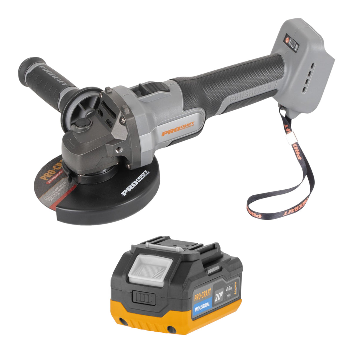 Meuleuse d'angle sans fil Procraft Industrial AG125Abb 20 V 125 mm Brushless Solo - sans batterie, sans chargeur