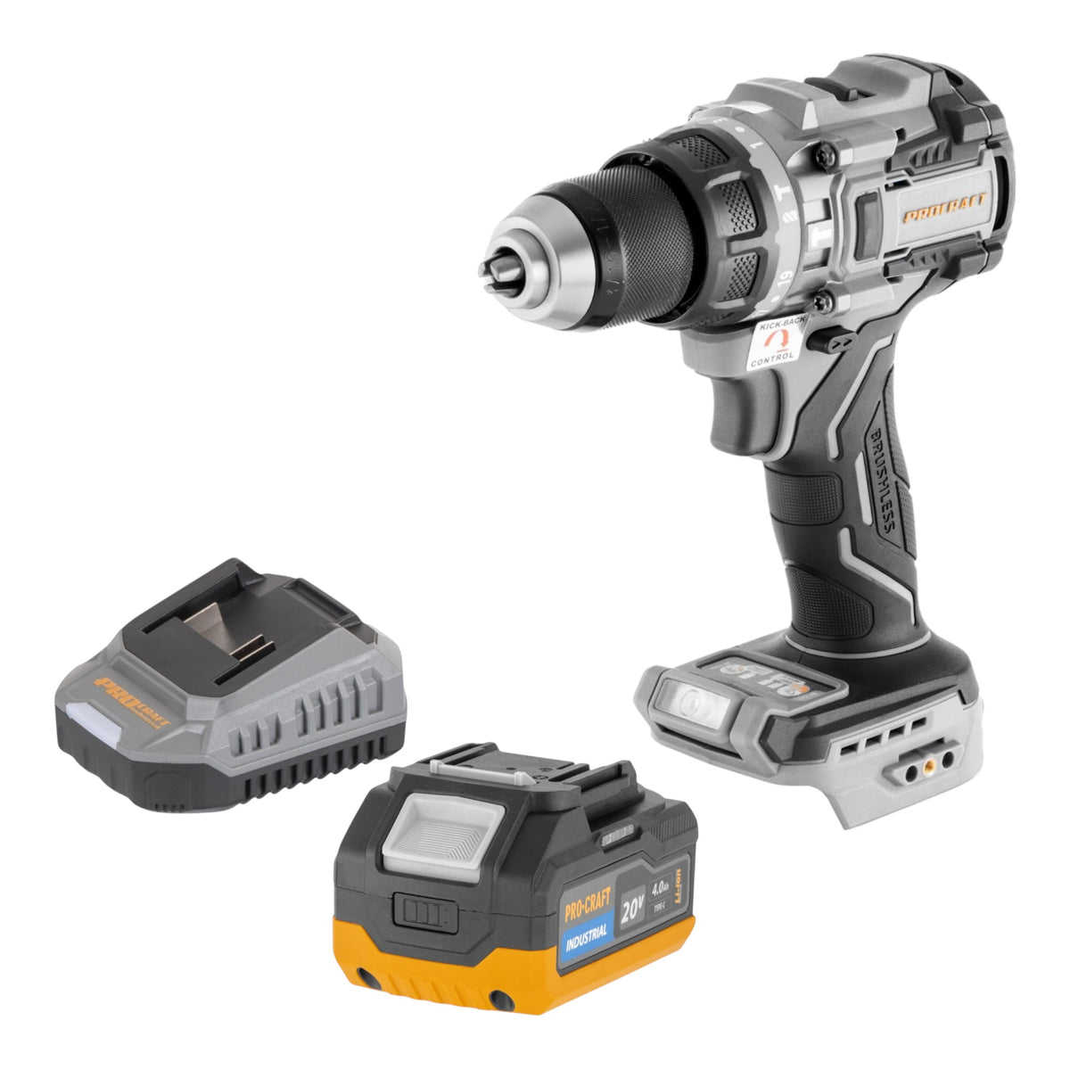 Perceuse-visseuse à percussion sans fil ProCraft Industrial CD20C-BB 20 V 120 Nm Brushless Solo - sans batterie, sans chargeur