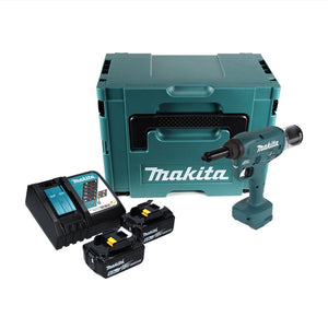 Makita DRV 250 RGJ Outil de pose de rivets aveugles sans fil 18 V 20 kN brushless + 2x Batteries 6.0 Ah + Chargeur + Makpac