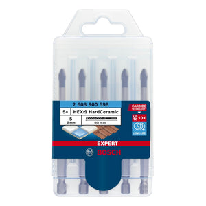 Bosch EXPERT HEX-9 HardCeramic jeu de forets pour tuiles 5,0 x 90 mm - 5 pièces (2608900598) Technologie carbure