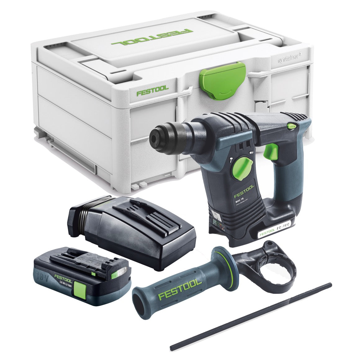 Festool BHC 18-Basic Marteau perforateur sans fil 1,8J SDS Plus Brushless 18V + 1x Batterie 3,0Ah + Chargeur + Systainer