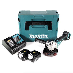 Makita DGA 504 RTJ 18 V Meuleuse sans fil Ø 125 mm avec boîtier MAKPAC + 2x Batteries BL 1850 5,0 Ah + Chargeur DC18RC
