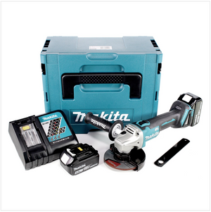 Makita DGA 506 RTJ Meuleuse d'angle sans fil 18 V, 125 mm, sans balai + 2x Batteries 5,0 Ah + Chargeur + Makpac