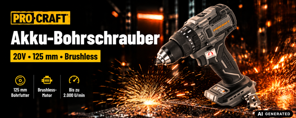 Perceuse-visseuse à percussion sans fil Procraft Industrial CD20B-BB 20 V 150 Nm Brushless Solo - sans batterie, sans chargeur