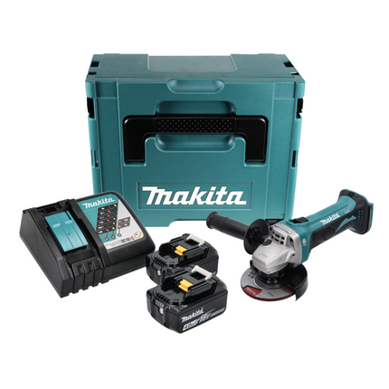 Makita DGA 452 RMJ Akku Winkelschleifer 18 V 115 mm + 2x Akku 4,0 Ah + Ladegerät + Makpac - Toolbrothers