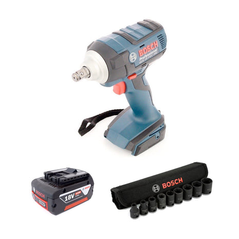 Bosch GDS 18 V-EC 250 Professional brushless Akku Drehschlagschrauber + 1 x GBA 18 V 5 Ah Akku +1/2" Steckschlüssel Einsätze Außen Sechskant Nüsse Set 9 tlg. ( 2608551100 ) - Toolbrothers