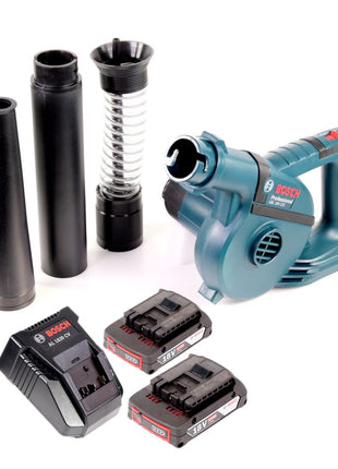 Bosch GBL 18 V-120 Akku Gebläse Laubbläser mit 2x Bosch GBA 18V 2,0 Ah Akku + AL 1820 CV Ladegerät - Toolbrothers